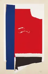 On the Wing by Robert Motherwell, 1984, Lithograph with embossing in colors and collage of black German etching paper, on Arches Cover paper, the full sheet,, sold Apr 2015