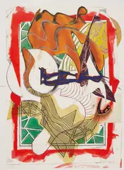 Hark!, from the Wave II by Frank Stella, 1988, Screenprint with lithograph and linocut in colors with hand-coloring and collage, on T.H. Sanders paper, the full sheet,, sold Apr 2015