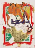 Frank Stella, Hark!, from the Wave II, 1988, Screenprint with lithograph and linocut in colors with hand-coloring and collage, on T.H. Sanders paper, the full sheet,