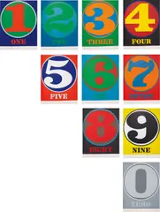 Numbers by Robert Indiana, 1968, The complete sets of 10 screenprints in colors, on wove paper, the full sheets (bound as issued),, sold Apr 2015