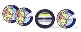 Roy Lichtenstein, Water Lilies: three service plates; and Abstract: one service plate, 1990, Four glazed porcelain plates,