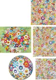 If I Could Reach That Field Of Flowers, I Would Die Happy; Open Your Hands Wide; Poporoke Forest; Flower Ball (3-D) Sequoia sempervirens; and Flowers Blooming in This World and the Land of Nirvana by Takashi Murakami, 2010; 2011; and 2013, Five offset lithographs in colors, on smooth wove paper, the full sheets,, sold Apr 2015