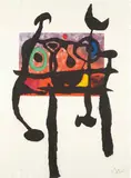 Joan Miró, Le samouraï (The Samurai), 1968, Aquatint in colors with carborundum, on Mandeure rag paper, the full sheet (deckle on two sides),