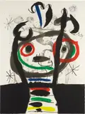 Le grand sorcier (The Great Wizard) by Joan Miró, 1968, Etching and aquatint in colors with carborundum, on Mandeure rag paper, the full sheet (deckle on all sides),, sold Oct 2015