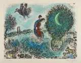 Marc Chagall, La lune dans le bouquet (The Moon in the Bouquet), 1971, Lithograph in colors, on Arches paper, with full margins (deckle along right and lower sheet), the final state,