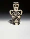 Pablo Picasso, Vase deux anses hautes (Vase with Two High Handles, The King), 1952, White earthenware turned vase painted in colors, with knife engraving and partial brushed glaze,