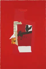 Robert Motherwell, Redness of Red, 1985, Screenprint, lithograph and collage in colors, on Arches Cover paper, the full sheet,