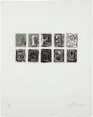 Jasper Johns, 0-9, 1975, Etching with aquatint, on Barcham Green paper watermark J. Johns , with full margins,