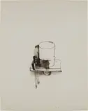Jim Dine, Tooth Brushes and Glass, 1962, Ink drawing with metal screw, on Strathmore paper,