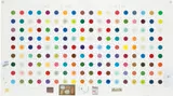 The End of Pain by Damien Hirst, 2004, Unique spot etching, with collage of pills, medicine box, pack of tablets and leaflet, magazine clippings of gemstones a, offered Oct 2015