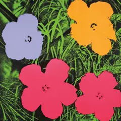 Flowers by Andy Warhol, 1970, Screenprint in colors, on wove paper, the full sheet,, sold Oct 2015