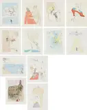 After 50 Years of Surrealism by Salvador Dalí, 1974, The complete set of 12 etchings with hand-coloring, on Velin d'Arches paper, with full margins, each contained in a fold, sold Oct 2015
