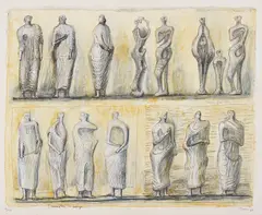 Standing Figures by Henry Moore, 1949, Lithograph in colors, on English cartridge paper, with full margins,, offered Oct 2015