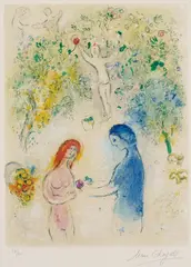 Frontispice, from Daphnis et Chloé by Marc Chagall, 1961, Lithograph in colors, on Arches paper, with full margins,, sold Oct 2015