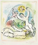 Marc Chagall, Ma belle aura de moi demain une colombe...(My Beautiful Aura of me Tomorrow a Dove...) from Sur la terre des Dieux (The Land of the Gods), 1967, Lithograph in colors, on Arches paper, with full margins,