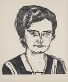 Max Beckmann, Portrait of Frau H.M. (Naila), 1923, Woodcut, on velin, with margins (possibly slightly trimmed),