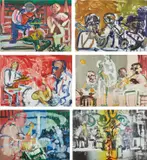 Jazz by Romare Bearden, 1979, Six lithographs in colors, on Arches Archival paper, the full sheets,, sold Oct 2015