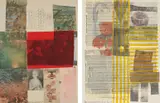 Robert Rauschenberg, From the Seat of Authority; and One More and We Will be More than Half Way There, from The Suite of Nine Prints, 1979, Two offset lithographs with screenprint in colors, on Rives BFK paper, the full sheets,
