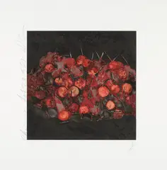 Cherries by Donald Sultan, 1988, Screenprint in colors, on wove paper, with full margins,, offered Oct 2015