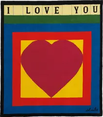 I Love You by Peter Blake, 1982, Tapestry in colors,, offered Oct 2015