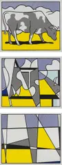 Cow Going Abstract by Roy Lichtenstein, 1982, The complete set of three screenprints in colors, on smooth wove paper, with full margins,, sold Oct 2015
