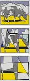 Roy Lichtenstein, Cow Going Abstract, 1982, The complete set of three screenprints in colors, on smooth wove paper, with full margins,