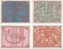 Chocolate Buddah: four prints by Keith Haring, 1989, Four lithographs in colors, on Arches paper, with full margins,, sold Oct 2015