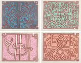Keith Haring, Chocolate Buddah: four prints, 1989, Four lithographs in colors, on Arches paper, with full margins,