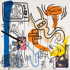 Apocalypse: one plate by Keith Haring, 1988, Screenprint in colors, on Museum Board, the full sheet,, sold Oct 2015