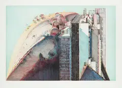 Country City by Wayne Thiebaud, 1988, Etching and aquatint in colors, on Somerset Satin paper, with full margins,, sold Oct 2015