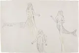 Kiki Smith, Untitled (Mermaids), 1994, Unique transfer image with pencil drawing and paper collage, on Japanese paper,