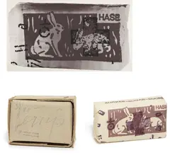 Hare Sugar by Joseph Beuys, 1972, Screenprint, on cardstock, with full margins, and a sugar cube, stamped, in cardboard box with cotton wool,, sold Oct 2015
