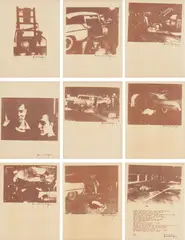 Gerard Malanga, Thermofax, 2008, The complete set of nine hand-pulled Thermofax prints, including the rare ninth print (Andy and Gerard) additional to the published set of eight, on thin wove paper (original 1968 paper), with full margins,