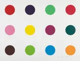Methionine, from Woodcut Spots by Damien Hirst, 2010, Woodcut in colors, on Somerset Textured paper, with full margins,, sold Oct 2015