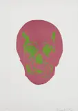 Loganberry Pink / Lime Green Skull, from The Sick Dead by Damien Hirst, 2009, Foil block print in colors, on Arches 88 paper, with full margins,, sold Oct 2015