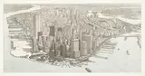 Richard Haas, Manhattan View, Battery Park, 1980, Photo-etching with aquatint in colors, on Arches Cover paper, with full margins,