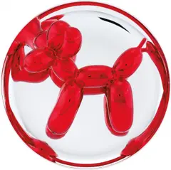 Balloon Dog (Red) by Jeff Koons, 1995, Porcelain multiple painted in chrome,, sold Oct 2015