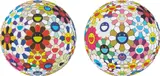 Flower Ball (Lots of Colors); and Flower Ball (3-D) Autumn 2004 by Takashi Murakami, 2013, Two offset lithographs in colors, on smooth wove paper, the full sheets,, sold Oct 2015