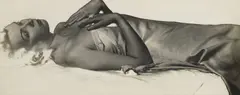 Man Ray, Reclining Nude with Satin Sheet, 1935, Gelatin silver print