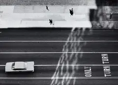 Street Scene From Above Showing Car And Turn Only Sign by Yasuhiro Ishimoto, 1948, Gelatin silver print, printed no later than 1962, sold Oct 2015