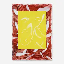 Will Benedict, Untitled, 2014-15, gouache on foamcore and canvas, aluminum, glass, tape in artist's frame