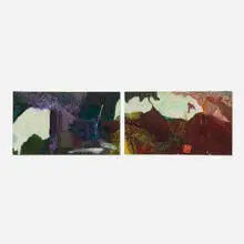 Mimi Lauter, Untitled (from the Brunch with the Serpent series) (Study) (diptych), 2011, oil pastel and pastel on paper