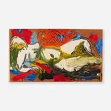 Renato Guttuso, Untitled (Reclining Female Nude), oil on paper mounted to paperboard