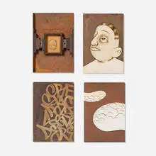 Barry McGee, Untitled, 1995-96, acrylic, ink, graphite on paper, and wood on metal printer plates