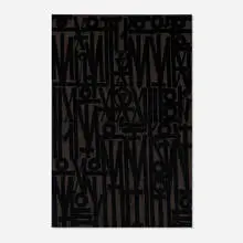 RETNA, Even the Heart Skips a Beat (Black on Black), 2024, screenprint in colors with black glitter on Somerset Rad white velvet