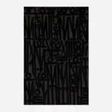 RETNA, Even the Heart Skips a Beat (Black on Black), 2024, screenprint in colors with black glitter on Somerset Rad white velvet