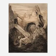 Mark Ryan Chariker, Rendezvous on the Rock, 2019, ink on paper