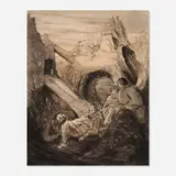 Mark Ryan Chariker, Rendezvous on the Rock, 2019, ink on paper