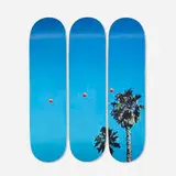 John Baldessari, Throwing Three Balls in the Air to Get a Straight Line (Best of Thirty-Six Attempts) (triptych), 2025, transfer-printed maple plywood