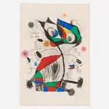 Joan Miró, L'écolière au buisson, 1975, etching and aquatint with hand-coloring on Arches